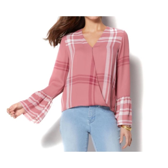 NEW IMAN Global Chic Women’s Crossover Bell-Sleeve Blouse (Size 3X) - Picture 5 of 9